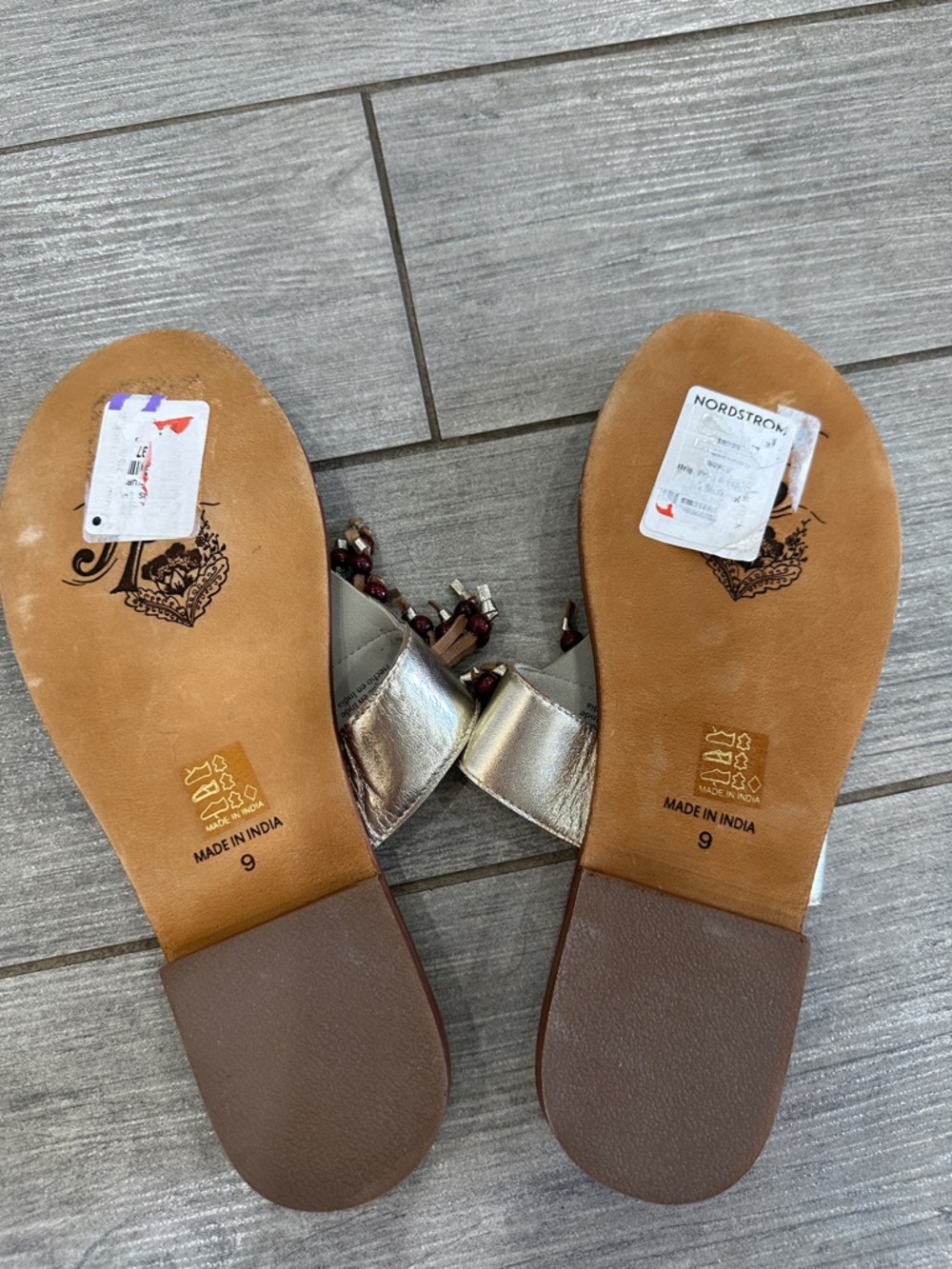 Free People Sadie Fringe Gold Metallic Sandals New! - Picture 14 of 14